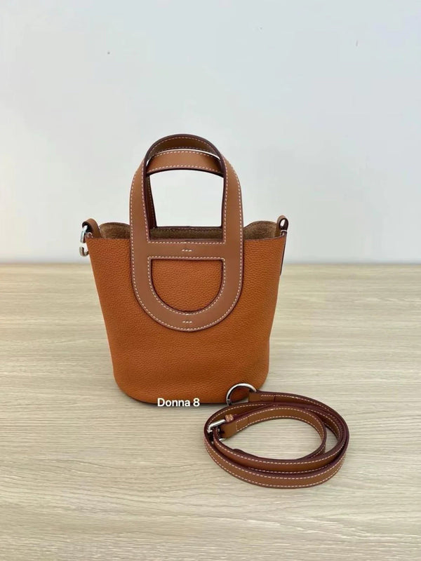 Donna 8 Designer Two-Way Leather Bucket Bag 5 Colors One Size