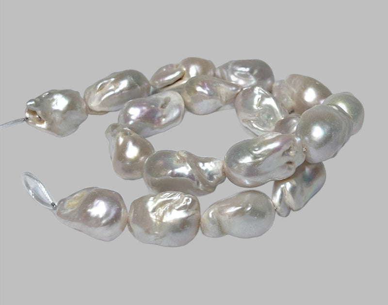 Baroque 16 - 27mm Natural White Pink Cultured Keshi Pearl 16" Strand