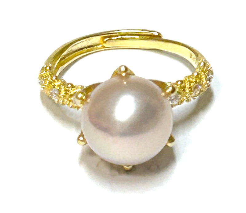 Classic 10mm Edison Baby Rose Pink Cultured Round Pearl Ring Size 5.5