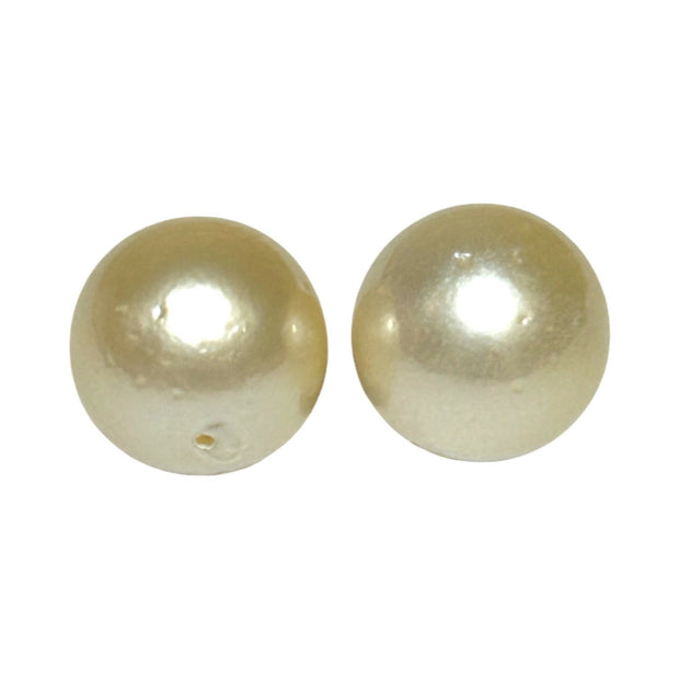 A Pair Round 12.7mm Natural Pale Gold Australia South Sea Pearl Loose