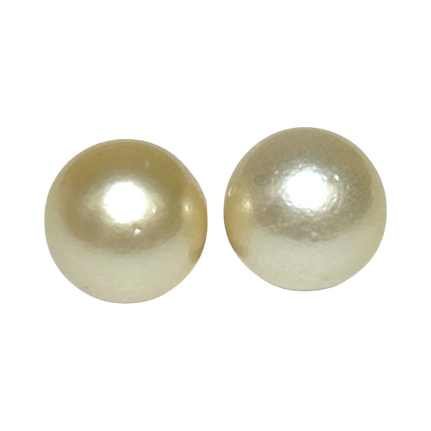 A Pair Round 12.7mm Natural Pale Gold Australia South Sea Pearl Loose