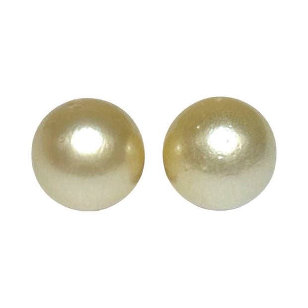 A Pair Round 12.7mm Natural Pale Gold Australia South Sea Pearl Loose