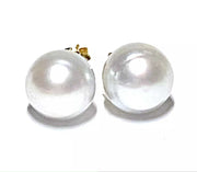 Classy 10.6mm Natural Silver White Indonesia South Round Pearl Stud Earrings