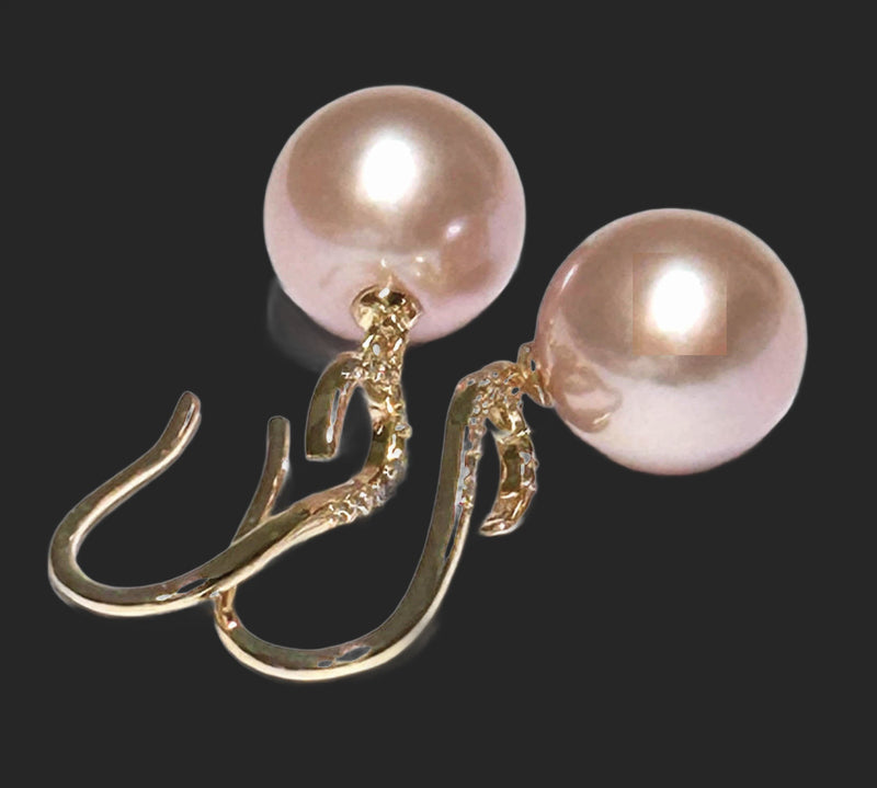 Round 10.5 - 11mm Purple Rose Pink Edison Cultured Pearl Earrings