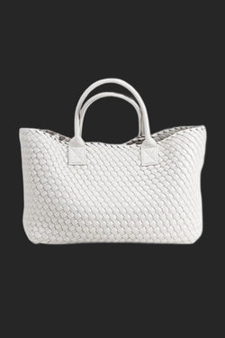 'Fernanda' Large Woven Faux Leather Tote Bag 7 Colors One Size