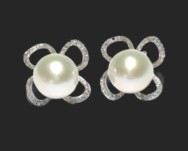 Stunning 10.5-11 mm White Edison Round Cultured Pearl Stud Earrings
