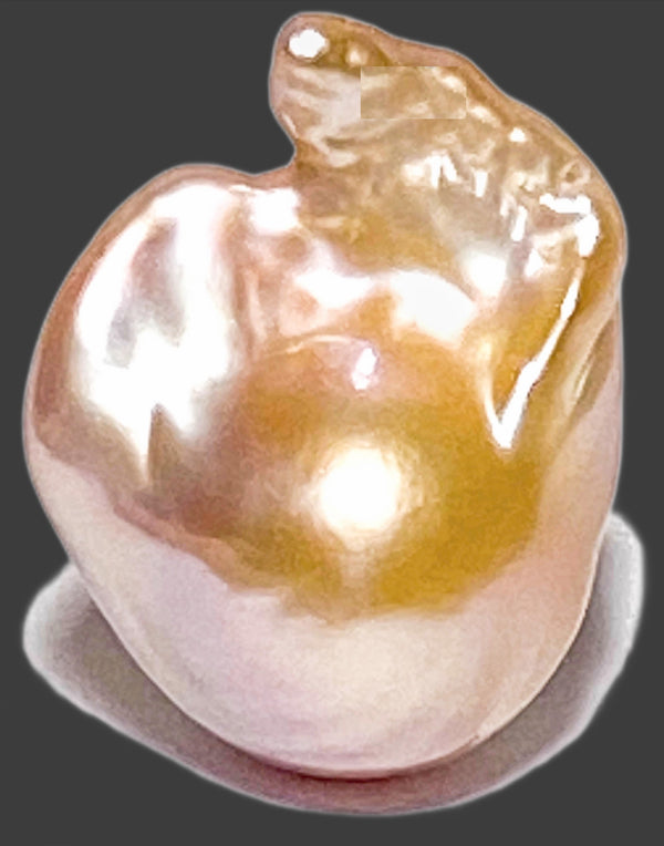 Giant 18.6 x 13.8 x 24mm Keshi Kasumi Peach Rose Gold Baroque Pearl