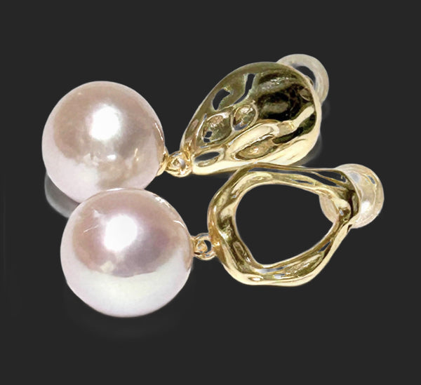 Fantastic 10.6 - 10.8mm Baby Pink Round Edison Cultured Pearl Earrings