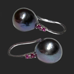 Jumbo 18 x 21mm Silver Blue Pink Rainbow Square Pearl Dangle Earrings
