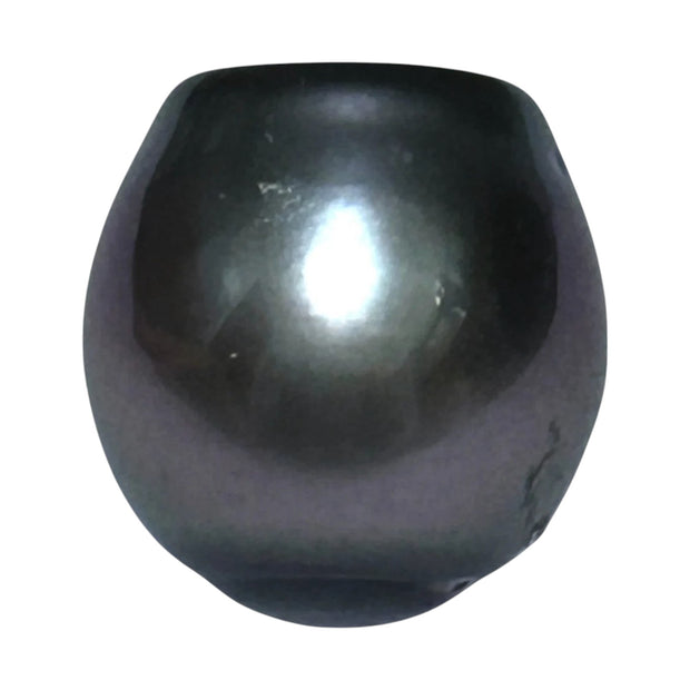 Huge Oval 11.9 x 12.5mm Peacock Gray Green Tahitian Sea Pearl Loose