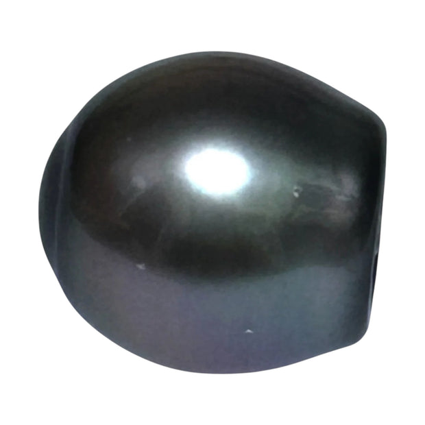 Huge Oval 11.9 x 12.5mm Peacock Gray Green Tahitian Sea Pearl Loose