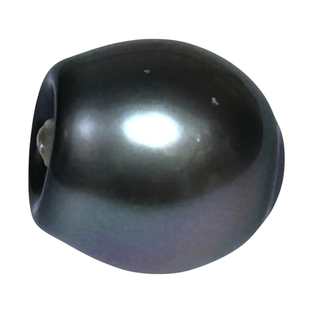 Huge Oval 11.9 x 12.5mm Peacock Gray Green Tahitian Sea Pearl Loose