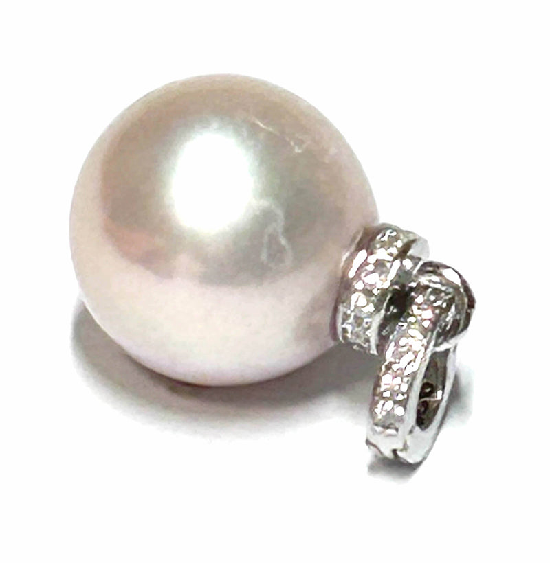 Classy 10.7 -11mm Edison White Pinkish Round Cultured Pearl Pendant