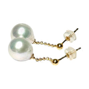 Elegant 9.5 x10mm Silve White Oval Round Edison Cultured Pearl Earrings