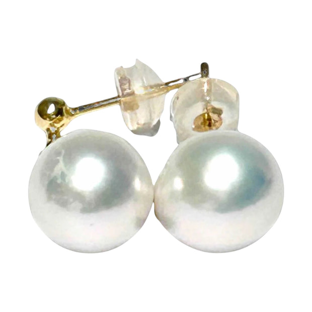 Elegant 9.5 x10mm Silve White Oval Round Edison Cultured Pearl Earrings