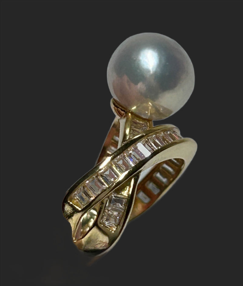 Edison 10mm Brown Gold 3 pcs Cultured Pearl Double Chain 7" Bracelet