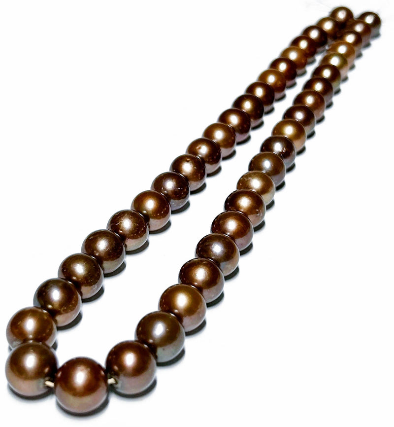 5A Luster 10 - 10.5mm Edison Brown Bronze Gold Cultured Pearl 16" Strand