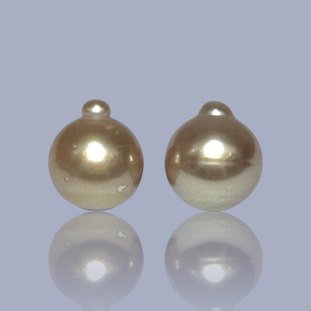 A Pair 11.8 x 13.4mm 23.2 Carat Deep Gold Philippines South Sea Pearl