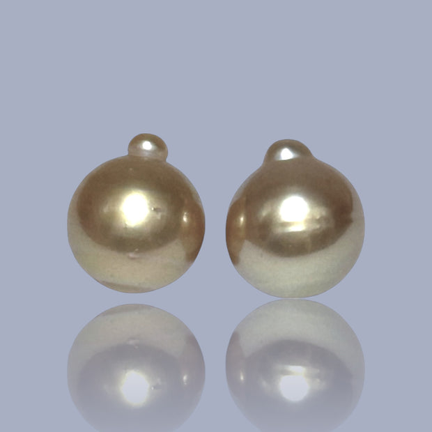 A Pair 11.8 x 13.4mm 23.2 Carat Deep Gold Philippines South Sea Pearl