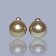 A Pair 11.8 x 13.4mm 23.2 Carat Deep Gold Philippines South Sea Pearl