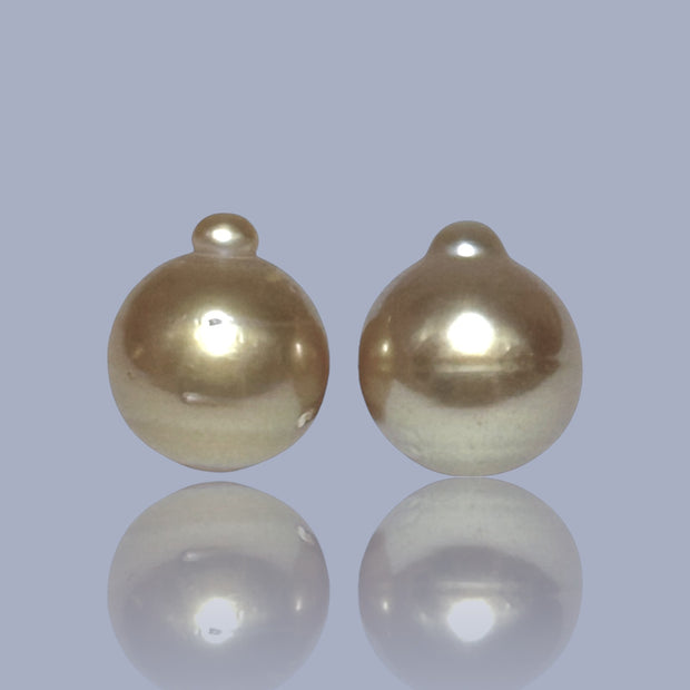 A Pair 11.8 x 13.4mm 23.2 Carat Deep Gold Philippines South Sea Pearl