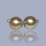 A Pair 11.8 x 13.4mm 23.2 Carat Deep Gold Philippines South Sea Pearl