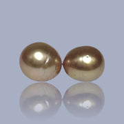 Oval A Pair11.2 x 12.4mm Deep Gold Philippines South Sea Loose Pearls