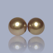 Oval A Pair11.2 x 12.4mm Deep Gold Philippines South Sea Loose Pearls