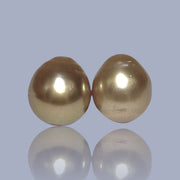 Silky A Pair 11.8 x 13mm Deep Gold Philippines South Sea Loose Pearl