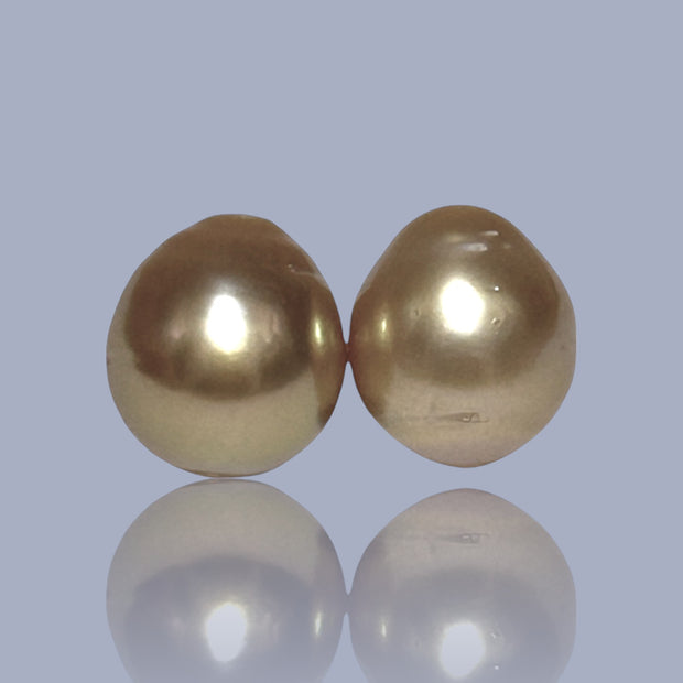 Silky A Pair 11.8 x 13mm Deep Gold Philippines South Sea Loose Pearl