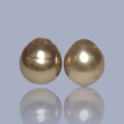 Silky A Pair 11.8 x 13mm Deep Gold Philippines South Sea Loose Pearl