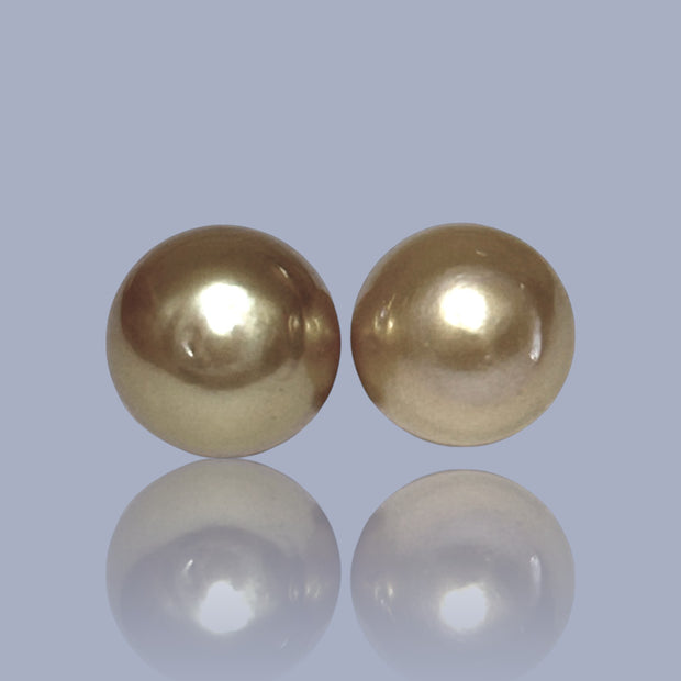 Silky A Pair 11.8 x 13mm Deep Gold Philippines South Sea Loose Pearl