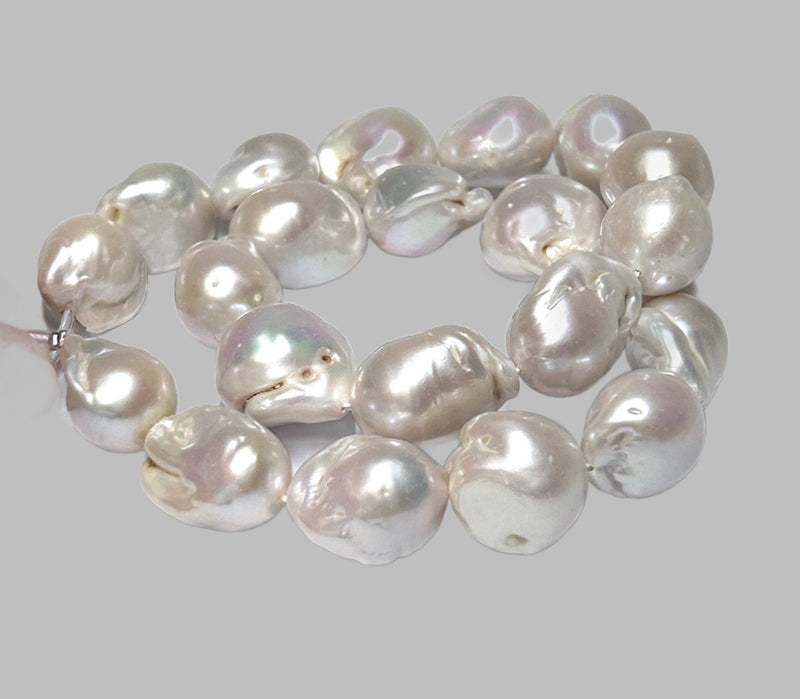RARE 20 x 13.7 x 26.6mm Keshi White Baroque Cultured Drilled Loose Pearl