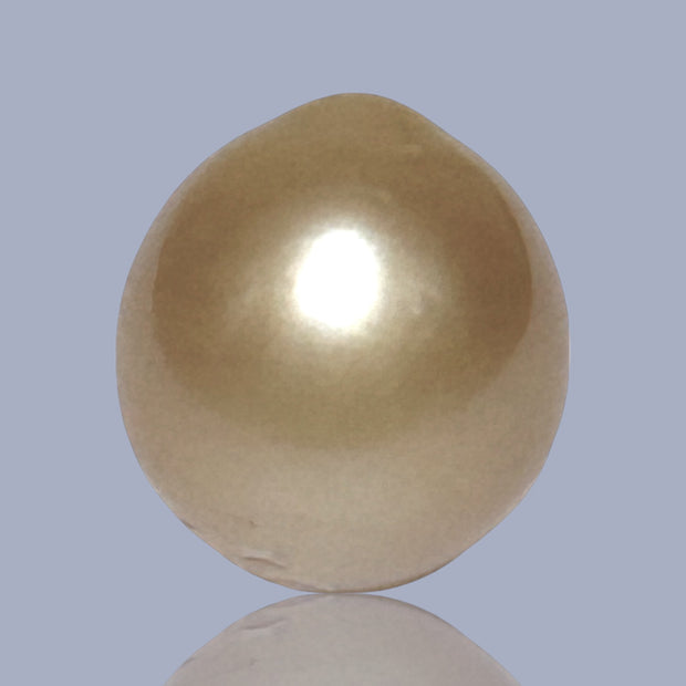 Unique 13.6 x 15mm 19.8 Carats Indonesia South Sea Gold Oval Pearl