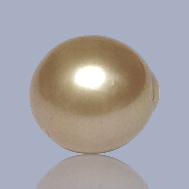 Unique 13.6 x 15mm 19.8 Carats Indonesia South Sea Gold Oval Pearl