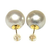 Classic Round 14.3mm Silver White South Sea Pearl Stud Earrings