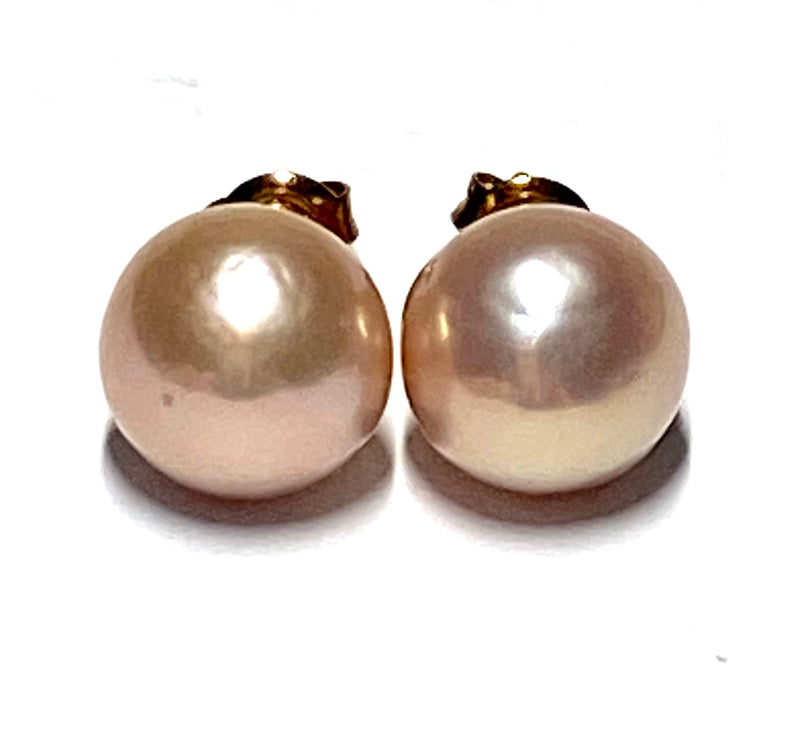 Classic 5A Luster 10.5mm Purple Pink Round Edison Pearl Stud Earrings