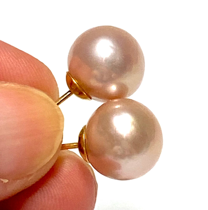 Classic 5A Luster 10.5mm Purple Pink Round Edison Pearl Stud Earrings