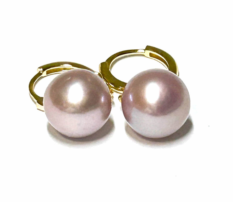 5A Purple Pink Edison Cultured Round 10mm Pearl Dangle Clip-On Earrings