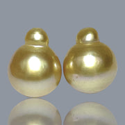 Huge A Pair 13.2 x 16mm 36.2 Carats Deep Gold South Sea Loose Pearl