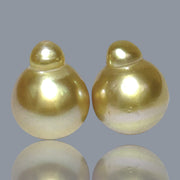 Huge A Pair 13.2 x 16mm 36.2 Carats Deep Gold South Sea Loose Pearl