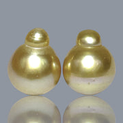 Huge A Pair 13.2 x 16mm 36.2 Carats Deep Gold South Sea Loose Pearl