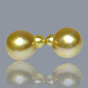 Huge A Pair 13.2 x 16mm 36.2 Carats Deep Gold South Sea Loose Pearl