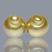 Huge A Pair 13.2 x 16mm 36.2 Carats Deep Gold South Sea Loose Pearl