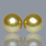 Huge A Pair 13.2 x 16mm 36.2 Carats Deep Gold South Sea Loose Pearl