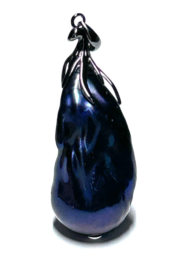 RARE 14.6 x 25 mm Keshi Baroque Purple Black Blue Cultured Pearl Pendant