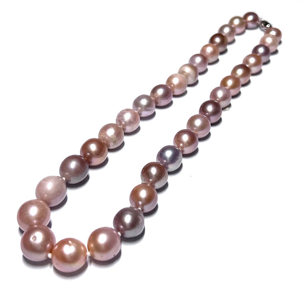 Huge Oval Round 11.7 - 13.7mm Edison Multicolor Pearl 18" Necklace