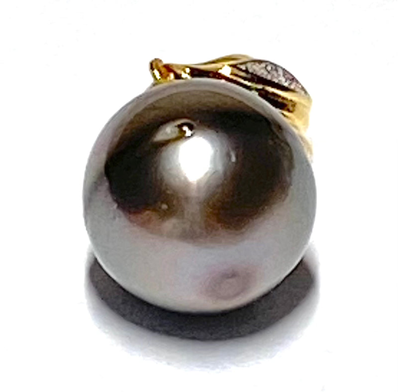 Baroque 12.1 x13mm Tahitian Sea Middle Gray Cultured Pearl Pendant