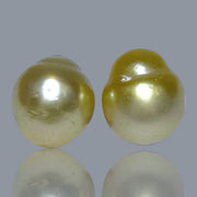 Dazzling A Pair 10 x 11mm 15.4 Carats Natural Gold South Sea Pearls