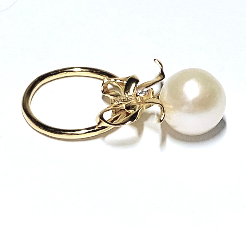Handmade Natural White 11.4mm Edison Round Pearl Solid Ring Size 5
